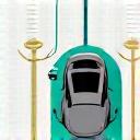 Icône de borne de recharge pour véhicule électrique intégrée dans un parking.