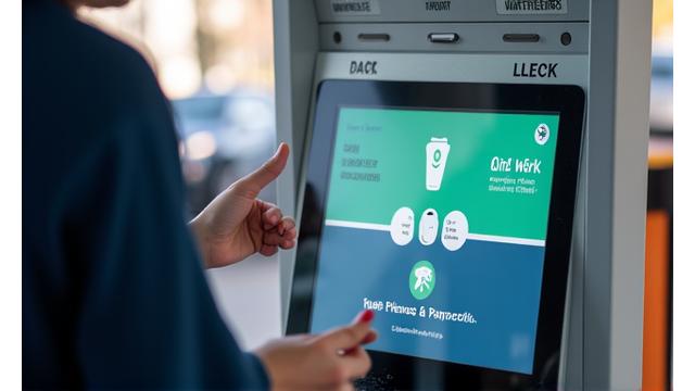 Borne de paiement moderne et intuitive pour parking avec options sans contact.